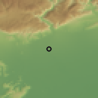 Shaded relief of the 51 km around Tezze sul Brenta, drawn from the GMTED2010 grid