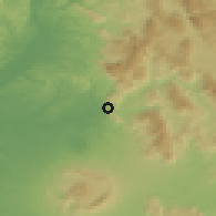 Shaded relief of the 53 km around Tivoli, drawn from the GMTED2010 grid