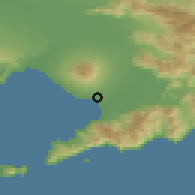 Shaded relief of the 53 km around Torre Annunziata, drawn from the GMTED2010 grid