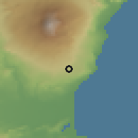 Shaded relief of the 54 km around Tremestieri Etneo, drawn from the GMTED2010 grid