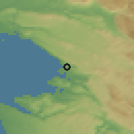 Shaded relief of the 51 km around Trieste, drawn from the GMTED2010 grid
