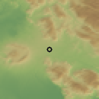 Shaded relief of the 53 km around Valmontone, drawn from the GMTED2010 grid