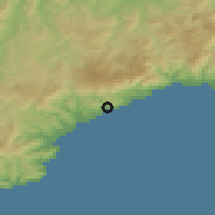 Shaded relief of the 52 km around Varazze, drawn from the GMTED2010 grid