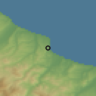Shaded relief of the 53 km around Vasto, drawn from the GMTED2010 grid