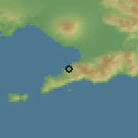 Shaded relief of the 53 km around Vico Equense, drawn from the GMTED2010 grid