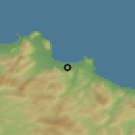 Shaded relief of the 54 km around Villabate, drawn from the GMTED2010 grid