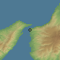 Shaded relief of the 54 km around Villa San Giovanni, drawn from the GMTED2010 grid