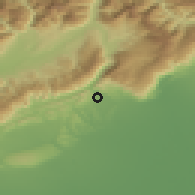 Shaded relief of the 51 km around Vittorio Veneto, drawn from the GMTED2010 grid