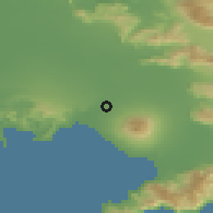 Shaded relief of the 53 km around Volla, drawn from the GMTED2010 grid