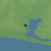 Shaded relief of the 60 km around Adiaké, drawn from the GMTED2010 grid