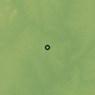 Shaded relief of the 60 km around M'bahiakro, drawn from the GMTED2010 grid