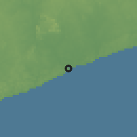 Shaded relief of the 60 km around Sassandra, drawn from the GMTED2010 grid