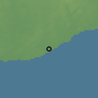 Shaded relief of the 60 km around Tabou, drawn from the GMTED2010 grid
