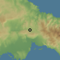 Shaded relief of the 59 km around Above Rocks, drawn from the GMTED2010 grid