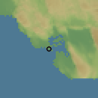 Shaded relief of the 59 km around Black River, drawn from the GMTED2010 grid