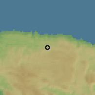 Shaded relief of the 59 km around Brown's Town, drawn from the GMTED2010 grid
