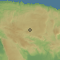Shaded relief of the 59 km around Cave Valley, drawn from the GMTED2010 grid