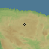 Shaded relief of the 59 km around Alexandria, drawn from the GMTED2010 grid