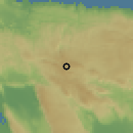 Shaded relief of the 59 km around Coleyville, drawn from the GMTED2010 grid