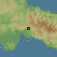 Shaded relief of the 59 km around Constant Spring, drawn from the GMTED2010 grid