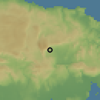 Shaded relief of the 59 km around Ewarton, drawn from the GMTED2010 grid