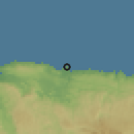 Shaded relief of the 59 km around Falmouth, drawn from the GMTED2010 grid