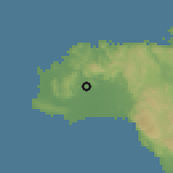 Shaded relief of the 59 km around Grange Hill, drawn from the GMTED2010 grid