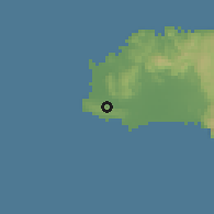 Shaded relief of the 59 km around Hopewell, drawn from the GMTED2010 grid