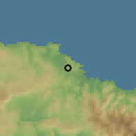 Shaded relief of the 59 km around Islington, drawn from the GMTED2010 grid