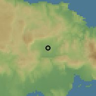 Shaded relief of the 59 km around Linstead, drawn from the GMTED2010 grid