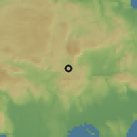 Shaded relief of the 59 km around Lluidas Vale, drawn from the GMTED2010 grid