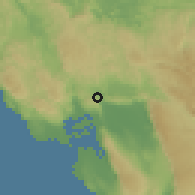 Shaded relief of the 59 km around Maggotty, drawn from the GMTED2010 grid