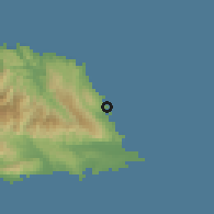 Shaded relief of the 59 km around Manchioneal, drawn from the GMTED2010 grid