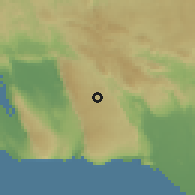 Shaded relief of the 59 km around Mandeville, drawn from the GMTED2010 grid