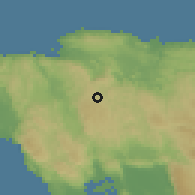 Shaded relief of the 59 km around Maroon Town, drawn from the GMTED2010 grid