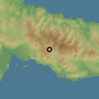 Shaded relief of the 59 km around Mavis Bank, drawn from the GMTED2010 grid