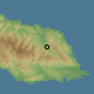 Shaded relief of the 59 km around Moore Town, drawn from the GMTED2010 grid