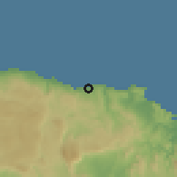Shaded relief of the 59 km around Ocho Rios, drawn from the GMTED2010 grid