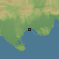 Shaded relief of the 59 km around Old Harbour Bay, drawn from the GMTED2010 grid