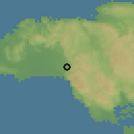 Shaded relief of the 59 km around Petersfield, drawn from the GMTED2010 grid