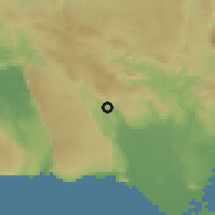 Shaded relief of the 59 km around Porus, drawn from the GMTED2010 grid