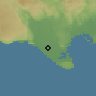 Shaded relief of the 59 km around Race Course, drawn from the GMTED2010 grid