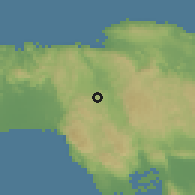Shaded relief of the 59 km around Bethel Town, drawn from the GMTED2010 grid