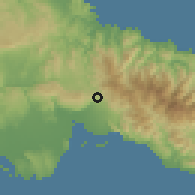 Shaded relief of the 59 km around Stony Hill, drawn from the GMTED2010 grid