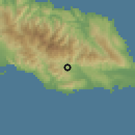 Shaded relief of the 59 km around Trinity Ville, drawn from the GMTED2010 grid