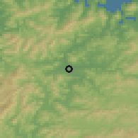 Shaded relief of the 55 km around Fukuchiyama, drawn from the GMTED2010 grid