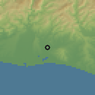 Shaded relief of the 55 km around Fukuroi, drawn from the GMTED2010 grid