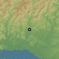 Shaded relief of the 55 km around Fukusaki, drawn from the GMTED2010 grid