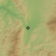 Shaded relief of the 52 km around Furano, drawn from the GMTED2010 grid