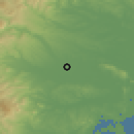 Shaded relief of the 54 km around Furukawa, drawn from the GMTED2010 grid